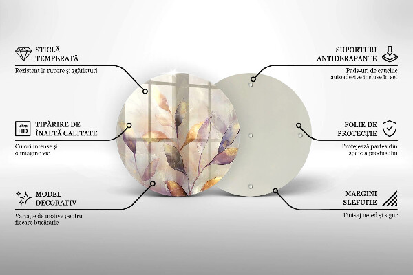 Skleněná deska do kuchyně Malované boho listy