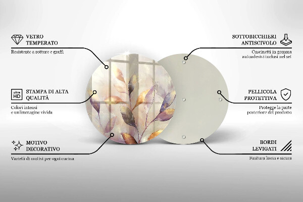 Skleněná deska do kuchyně Malované boho listy