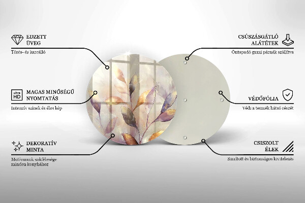 Skleněná deska do kuchyně Malované boho listy