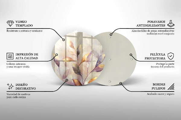 Skleněná deska do kuchyně Malované boho listy