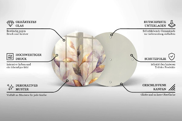 Skleněná deska do kuchyně Malované boho listy