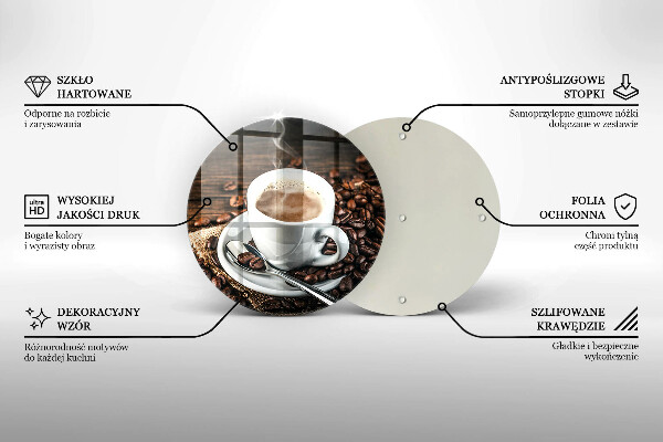 Skleněná deska do kuchyně Šálek a kávová zrna