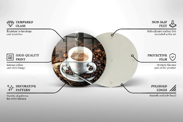 Skleněná deska do kuchyně Šálek a kávová zrna