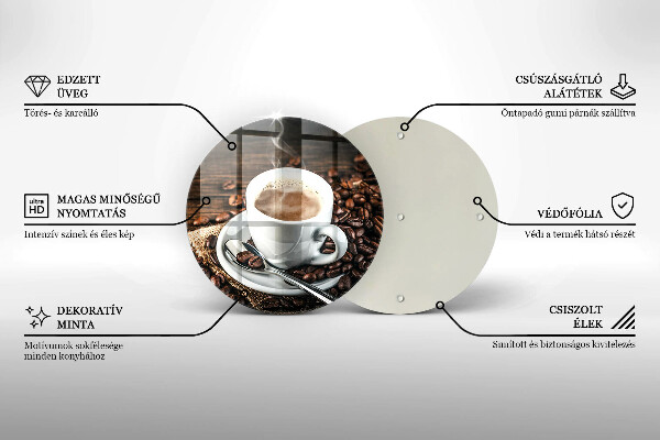 Skleněná deska do kuchyně Šálek a kávová zrna