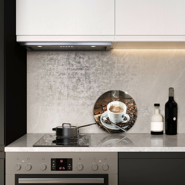 Skleněná deska do kuchyně Šálek a kávová zrna