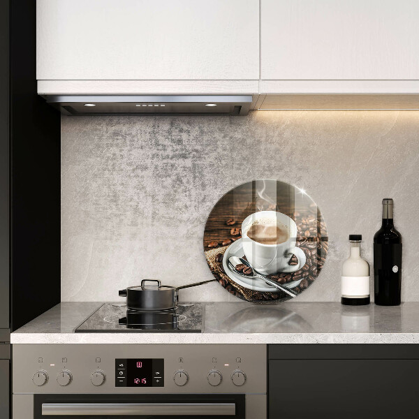 Skleněná deska do kuchyně Šálek a kávová zrna