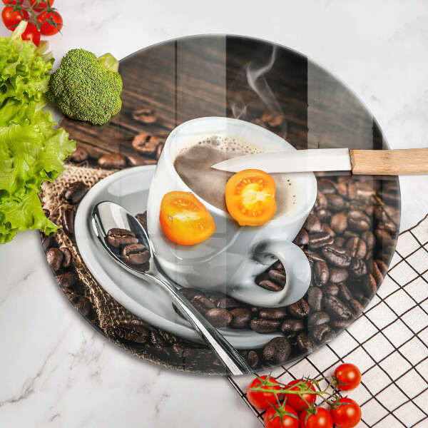 Skleněná deska do kuchyně Šálek a kávová zrna