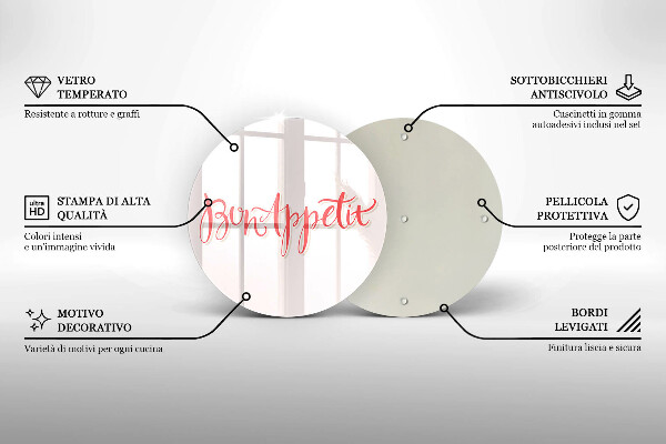 Krájecí prkénko skleněné Bon appetit do kuchyně znamení