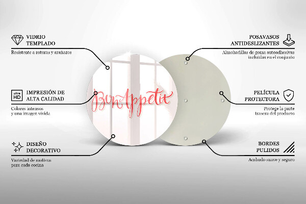 Krájecí prkénko skleněné Bon appetit do kuchyně znamení