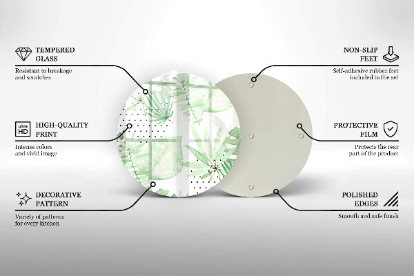 Skleněná deska do kuchyně Akvarel listy