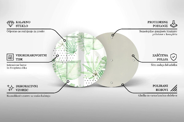 Skleněná deska do kuchyně Akvarel listy