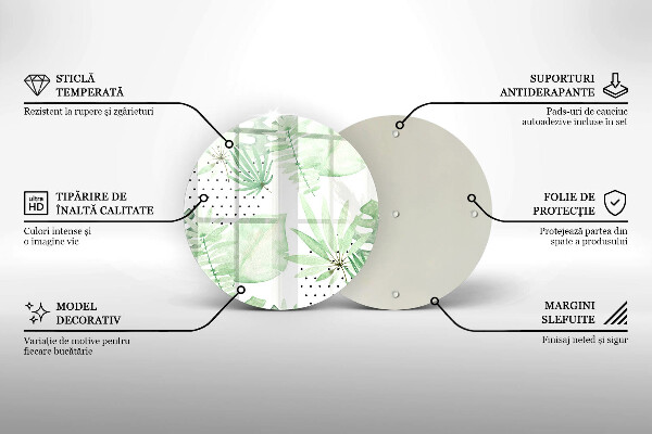 Skleněná deska do kuchyně Akvarel listy