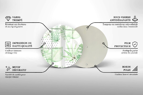 Skleněná deska do kuchyně Akvarel listy