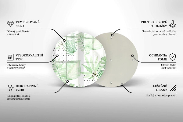 Skleněná deska do kuchyně Akvarel listy