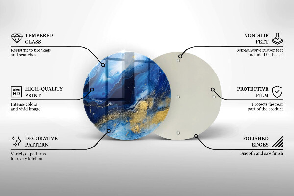 Skleněná deska do kuchyně Modrý mramor a zlato
