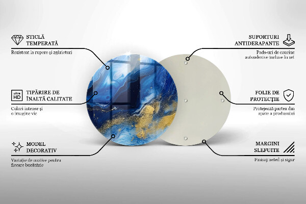 Skleněná deska do kuchyně Modrý mramor a zlato