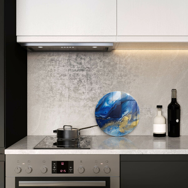 Skleněná deska do kuchyně Modrý mramor a zlato