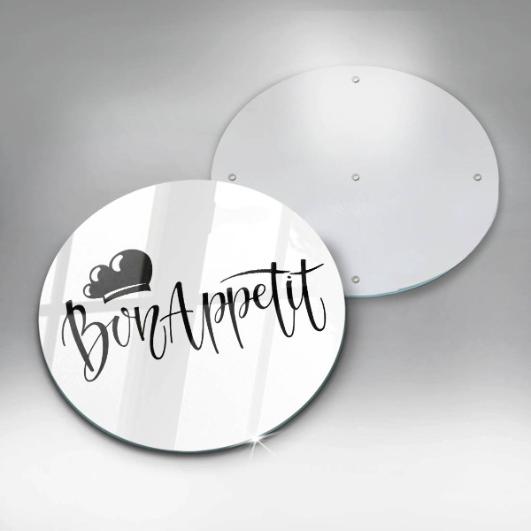Skleněná deska do kuchyně Bon appetit nápis