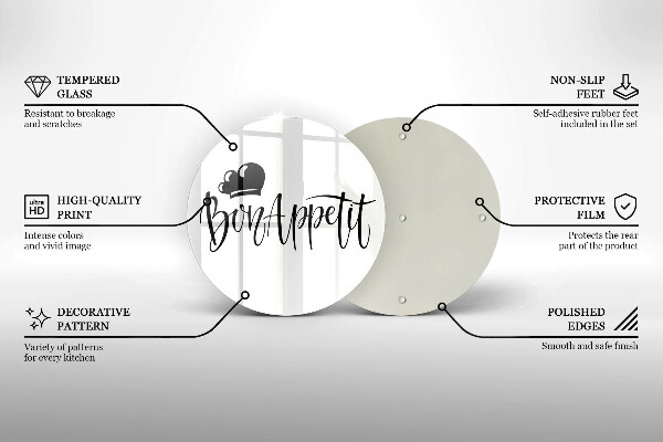 Skleněná deska do kuchyně Bon appetit nápis