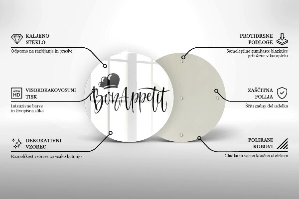 Skleněná deska do kuchyně Bon appetit nápis