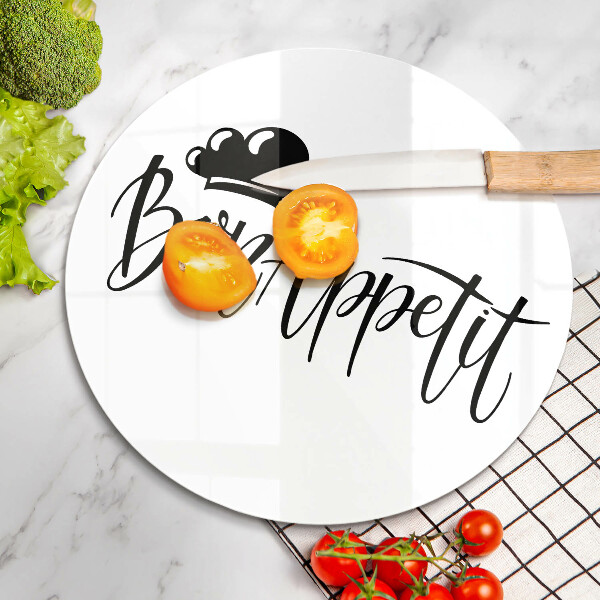 Skleněná deska do kuchyně Bon appetit nápis