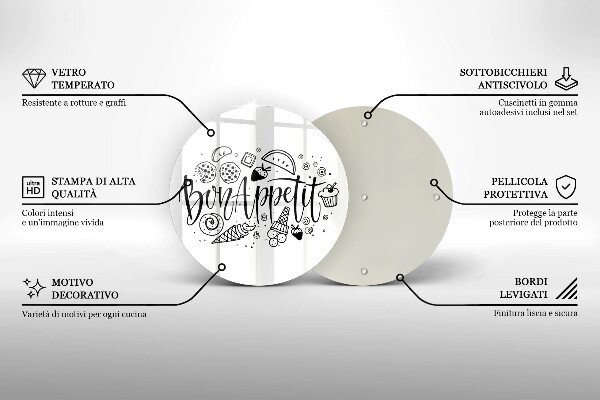 Skleněná deska do kuchyně Bon appetit nápis