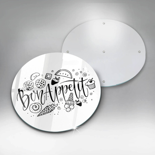 Skleněná deska do kuchyně Bon appetit nápis
