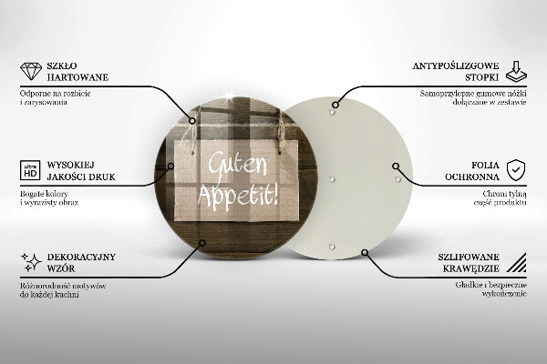 Skleněná deska do kuchyně Guten apetit nápis na deskách