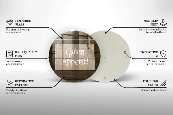 Skleněná deska do kuchyně Guten apetit nápis na deskách