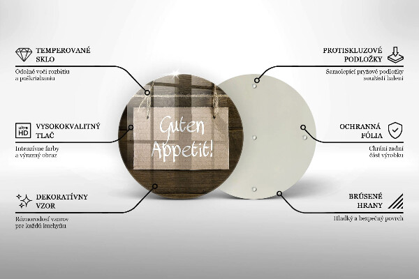 Skleněná deska do kuchyně Guten apetit nápis na deskách