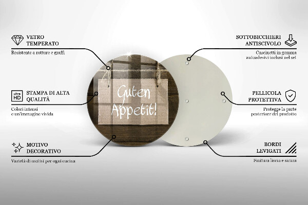 Skleněná deska do kuchyně Guten apetit nápis na deskách