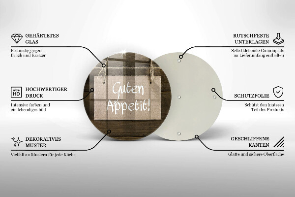 Skleněná deska do kuchyně Guten apetit nápis na deskách