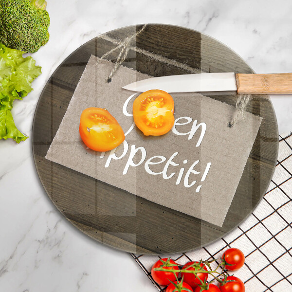 Skleněná deska do kuchyně Guten apetit nápis na deskách