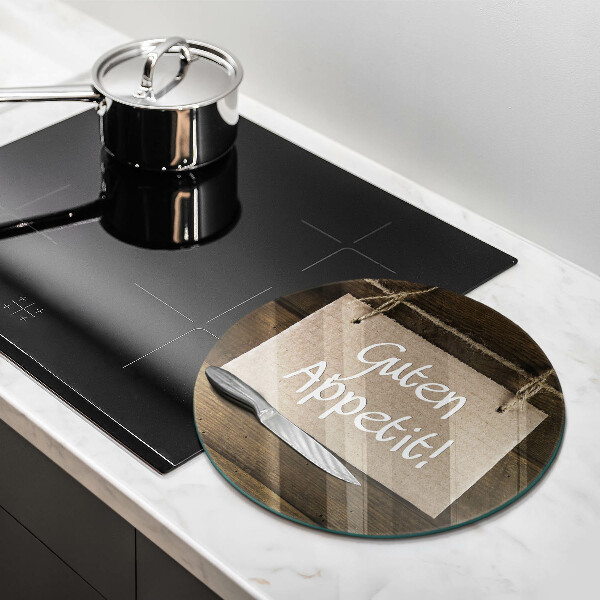 Skleněná deska do kuchyně Guten apetit nápis na deskách