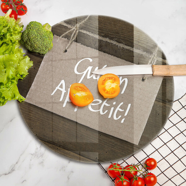 Skleněná deska do kuchyně Guten apetit nápis na deskách
