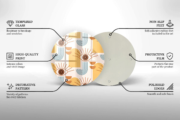 Skleněná deska do kuchyně Boho vzor očí