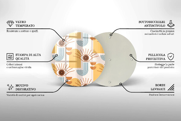 Skleněná deska do kuchyně Boho vzor očí