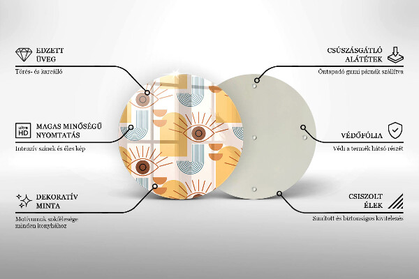 Skleněná deska do kuchyně Boho vzor očí