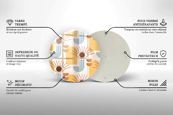 Skleněná deska do kuchyně Boho vzor očí