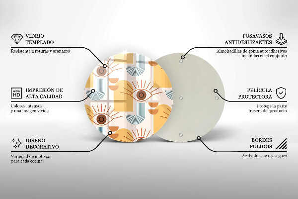 Skleněná deska do kuchyně Boho vzor očí