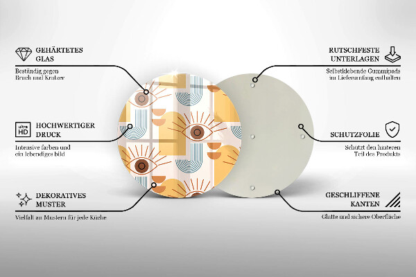 Skleněná deska do kuchyně Boho vzor očí