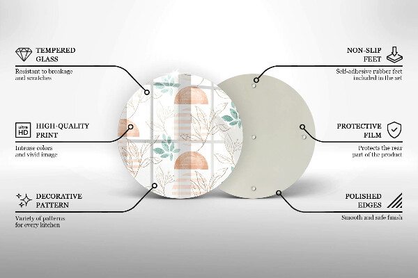 Skleněná deska do kuchyně Boho listy vzor