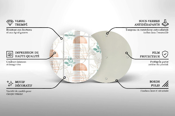 Skleněná deska do kuchyně Boho listy vzor