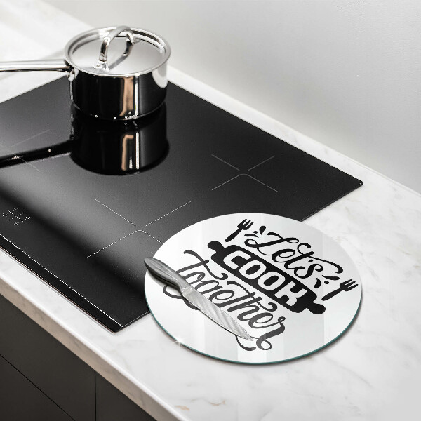 Skleněná deska do kuchyně Nápis let's cook together