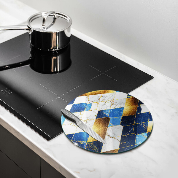 Skleněné krájecí prkénko Zlaté mramorové kosočtverce