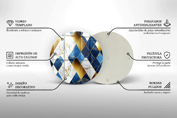 Skleněné krájecí prkénko Zlaté mramorové kosočtverce