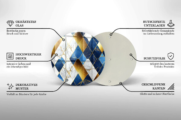 Skleněné krájecí prkénko Zlaté mramorové kosočtverce