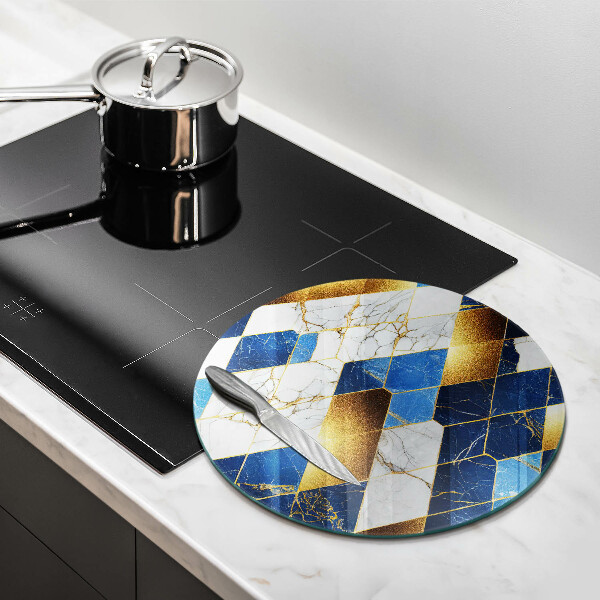 Skleněné krájecí prkénko Zlaté mramorové kosočtverce