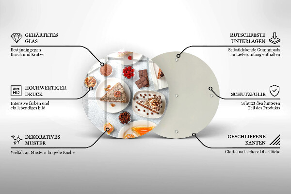 Skleněné krájecí prkénko Sladkost dortu