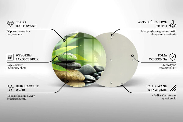 Skleněné krájecí prkénko Zen bambusové kameny